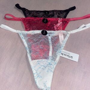 3-Pack Lacey String Thongs